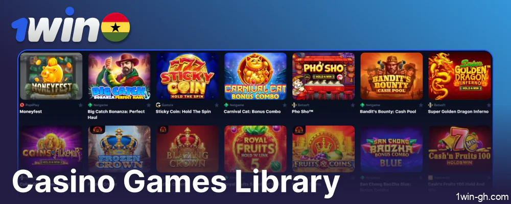 Casino games options available on 1win Ghana