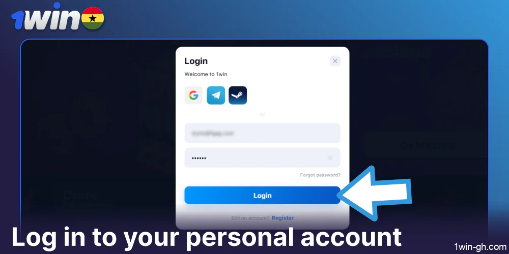 Log in to your personal account on 1win