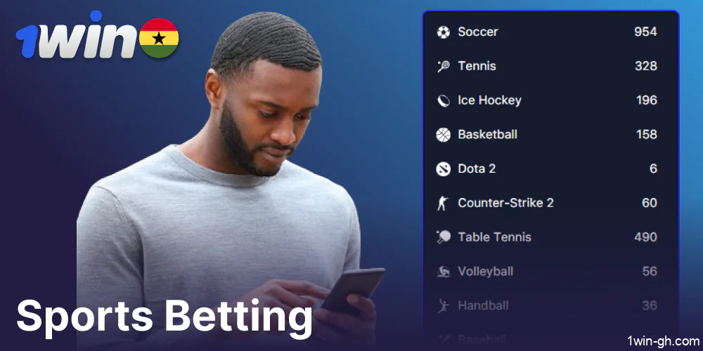Sports betting options available on 1win Ghana
