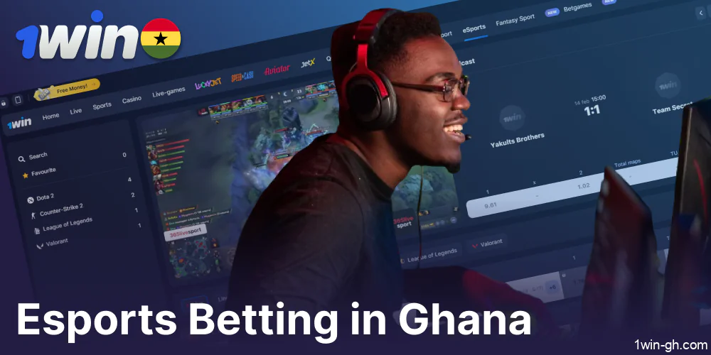 Esports betting options on 1win Ghana